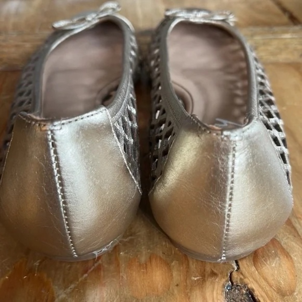 FS/NY French Sole New York Lattice Cap Toe Leather Ballet Flats 6 - Picture 6 of 9